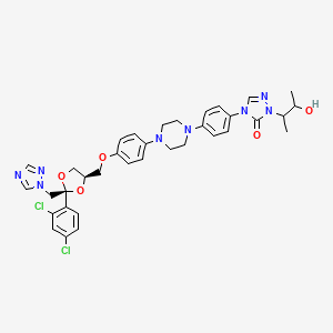 molecular formula C35H38Cl2N8O5 B3325177 3H-1,2,4-Triazol-3-one, 4-(4-(4-(4-(((2R,4S)-2-(2,4-dichlorophenyl)-2-(1H-1,2,4-triazol-1-ylmethyl)-1,3-dioxolan-4-yl)methoxy)phenyl)-1-piperazinyl)phenyl)-2,4-dihydro-2-(2-hydroxy-1-methylpropyl)-, rel- CAS No. 207970-87-4