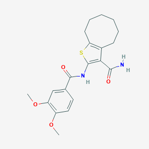 molecular formula C20H24N2O4S B332519 2-[(3,4-Dimethoxybenzoyl)amino]-4,5,6,7,8,9-hexahydrocycloocta[b]thiophene-3-carboxamide 