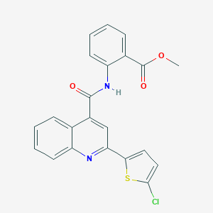 molecular formula C22H15ClN2O3S B332520 Methyl 2-({[2-(5-chloro-2-thienyl)-4-quinolinyl]carbonyl}amino)benzoate 
