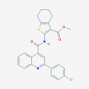 molecular formula C26H21ClN2O3S B332521 Methyl 2-({[2-(4-chlorophenyl)-4-quinolinyl]carbonyl}amino)-4,5,6,7-tetrahydro-1-benzothiophene-3-carboxylate 