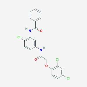 molecular formula C21H15Cl3N2O3 B332524 N-(2-chloro-5-{[(2,4-dichlorophenoxy)acetyl]amino}phenyl)benzamide 