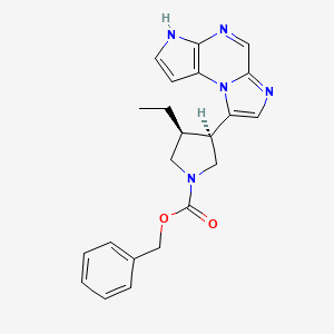 molecular formula C22H23N5O2 B3325266 benzyl (3S,4R)-3-ethyl-4-(1,5,7,10-tetrazatricyclo[7.3.0.02,6]dodeca-2(6),3,7,9,11-pentaen-12-yl)pyrrolidine-1-carboxylate CAS No. 2095311-51-4