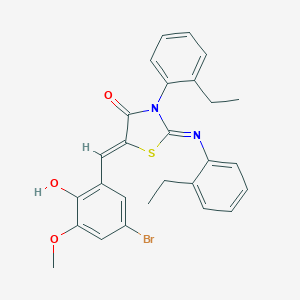 molecular formula C27H25BrN2O3S B332527 5-(5-Bromo-2-hydroxy-3-methoxybenzylidene)-3-(2-ethylphenyl)-2-[(2-ethylphenyl)imino]-1,3-thiazolidin-4-one 