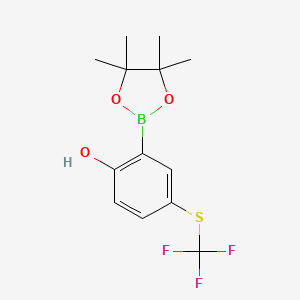 molecular formula C13H16BF3O3S B3325295 2-Hydroxy-5-(trifluoromethylthio)phenylboronic acid, pinacol ester CAS No. 2096340-17-7
