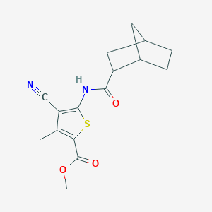 molecular formula C16H18N2O3S B332535 Methyl 5-[(bicyclo[2.2.1]hept-2-ylcarbonyl)amino]-4-cyano-3-methyl-2-thiophenecarboxylate 