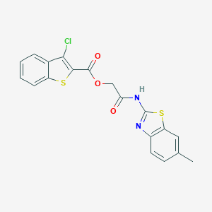 molecular formula C19H13ClN2O3S2 B332544 2-[(6-Methyl-1,3-benzothiazol-2-yl)amino]-2-oxoethyl 3-chloro-1-benzothiophene-2-carboxylate 