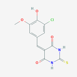 molecular formula C12H9ClN2O4S B332547 5-(3-chloro-4-hydroxy-5-methoxybenzylidene)-2-thioxodihydro-4,6(1H,5H)-pyrimidinedione 