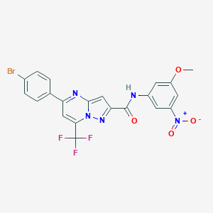 molecular formula C21H13BrF3N5O4 B332553 5-(4-bromophenyl)-N-(3-methoxy-5-nitrophenyl)-7-(trifluoromethyl)pyrazolo[1,5-a]pyrimidine-2-carboxamide 
