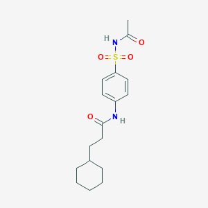 molecular formula C17H24N2O4S B332554 N-[4-(acetylsulfamoyl)phenyl]-3-cyclohexylpropanamide 