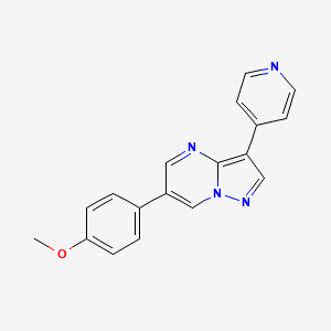 molecular formula C18H14N4O B3325612 3-(Pyridin-4-yl)-6-(4-methoxyphenyl)-pyrazolo(1,5-A)pyrimidine CAS No. 216661-58-4