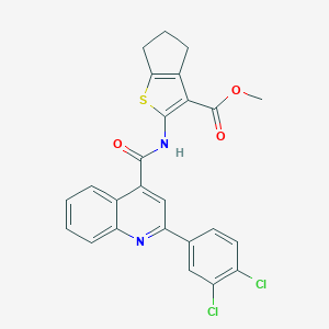 molecular formula C25H18Cl2N2O3S B332563 methyl 2-({[2-(3,4-dichlorophenyl)-4-quinolinyl]carbonyl}amino)-5,6-dihydro-4H-cyclopenta[b]thiophene-3-carboxylate 
