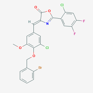 molecular formula C24H14BrCl2F2NO4 B332564 (4Z)-4-{4-[(2-bromobenzyl)oxy]-3-chloro-5-methoxybenzylidene}-2-(2-chloro-4,5-difluorophenyl)-1,3-oxazol-5(4H)-one 