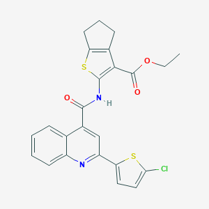 molecular formula C24H19ClN2O3S2 B332565 ethyl 2-({[2-(5-chloro-2-thienyl)-4-quinolinyl]carbonyl}amino)-5,6-dihydro-4H-cyclopenta[b]thiophene-3-carboxylate 