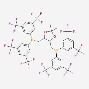molecular formula C39H24F24O2P2 B3325733 [5-[Bis[3,5-bis(trifluoromethyl)phenyl]phosphanylmethyl]-2,2-dimethyl-1,3-dioxolan-4-yl]methyl-bis[3,5-bis(trifluoromethyl)phenyl]phosphane CAS No. 220196-30-5