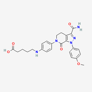molecular formula C25H27N5O5 B3325749 5-((4-(3-Carbamoyl-1-(4-methoxyphenyl)-7-oxo-4,5-dihydro-1H-pyrazolo[3,4-c]pyridin-6(7H)-yl)phenyl)amino)pentanoic acid CAS No. 2206825-87-6