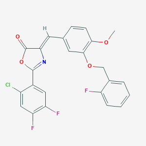 molecular formula C24H15ClF3NO4 B332583 (4Z)-2-(2-chloro-4,5-difluorophenyl)-4-{3-[(2-fluorobenzyl)oxy]-4-methoxybenzylidene}-1,3-oxazol-5(4H)-one 
