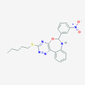 molecular formula C21H21N5O3S B332585 6-(3-Nitrophenyl)-3-(pentylsulfanyl)-6,7-dihydro[1,2,4]triazino[5,6-d][3,1]benzoxazepine 