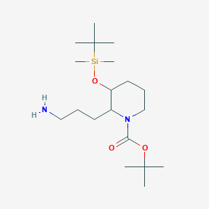 molecular formula C19H40N2O3Si B3325890 Tert-butyl 2-(3-aminopropyl)-3-[tert-butyl(dimethyl)silyl]oxypiperidine-1-carboxylate CAS No. 2241812-39-3
