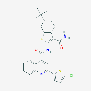 molecular formula C27H26ClN3O2S2 B332594 N-(6-tert-butyl-3-carbamoyl-4,5,6,7-tetrahydro-1-benzothiophen-2-yl)-2-(5-chlorothiophen-2-yl)quinoline-4-carboxamide 