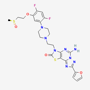 molecular formula C25H26F2N8O4S2 B3325957 Inupadenant CAS No. 2246607-08-7