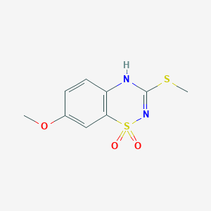 molecular formula C9H10N2O3S2 B3326030 7-Methoxy-3-(methylthio)-2H-benzo[e][1,2,4]thiadiazine 1,1-dioxide CAS No. 228253-50-7
