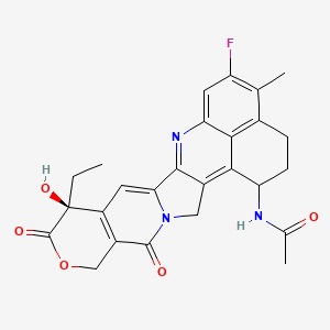 molecular formula C26H24FN3O5 B3326041 N-((9S)-9-Ethyl-5-fluoro-9-hydroxy-4-methyl-10,13-dioxo-1,2,3,9,10,12,13,15-octahydrobenzo[de]pyrano[3',4':6,7]indolizino[1,2-b]quinolin-1-yl)acetamide CAS No. 2290562-59-1