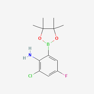 molecular formula C12H16BClFNO2 B3326074 2-Chloro-4-fluoro-6-(4,4,5,5-tetramethyl-1,3,2-dioxaborolan-2-yl)aniline CAS No. 2304634-74-8