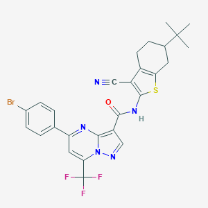 molecular formula C27H23BrF3N5OS B332609 5-(4-bromophenyl)-N-(6-tert-butyl-3-cyano-4,5,6,7-tetrahydro-1-benzothien-2-yl)-7-(trifluoromethyl)pyrazolo[1,5-a]pyrimidine-3-carboxamide 