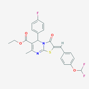 molecular formula C24H19F3N2O4S B332628 ethyl 2-[4-(difluoromethoxy)benzylidene]-5-(4-fluorophenyl)-7-methyl-3-oxo-2,3-dihydro-5H-[1,3]thiazolo[3,2-a]pyrimidine-6-carboxylate 