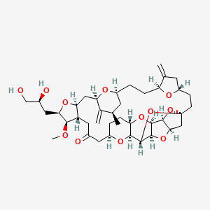 molecular formula C40H58O12 B3326424 (1S,3S,6S,9S,12S,14R,16R,18S,20R,21R,22S,26R,29S,31R,32S,33R,35R,36S)-20-[(2S)-2,3-Dihydroxypropyl]-21-methoxy-14-methyl-8,15-dimethylidene-2,19,30,34,37,39,40,41-octaoxanonacyclo[24.9.2.13,32.13,33.16,9.112,16.018,22.029,36.031,35]hentetracontan-24-one CAS No. 253128-15-3