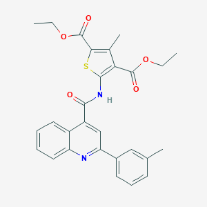 molecular formula C28H26N2O5S B332649 Diethyl 3-methyl-5-({[2-(3-methylphenyl)-4-quinolinyl]carbonyl}amino)-2,4-thiophenedicarboxylate 