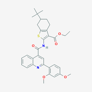 molecular formula C33H36N2O5S B332664 Ethyl 6-tert-butyl-2-({[2-(2,4-dimethoxyphenyl)quinolin-4-yl]carbonyl}amino)-4,5,6,7-tetrahydro-1-benzothiophene-3-carboxylate 