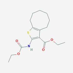 molecular formula C16H23NO4S B332666 Ethyl 2-[(ethoxycarbonyl)amino]-4,5,6,7,8,9-hexahydrocycloocta[b]thiophene-3-carboxylate 