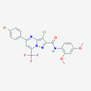molecular formula C22H15BrClF3N4O3 B332681 5-(4-bromophenyl)-3-chloro-N-(2,4-dimethoxyphenyl)-7-(trifluoromethyl)pyrazolo[1,5-a]pyrimidine-2-carboxamide 