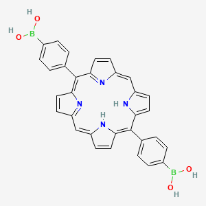 molecular formula C32H24B2N4O4 B3326868 (porphyrin-5,15-diylbis(4,1-phenylene))diboronicacid CAS No. 290356-48-8