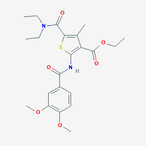 molecular formula C22H28N2O6S B332691 Ethyl 5-(diethylcarbamoyl)-2-{[(3,4-dimethoxyphenyl)carbonyl]amino}-4-methylthiophene-3-carboxylate 