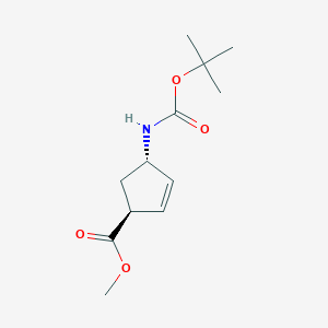 molecular formula C12H19NO4 B3326950 (1S,4S)-4-(tert-Butyloxycarbonylamino)-2-cyclopentene-1-carboxylic acid methyl ester CAS No. 298716-04-8