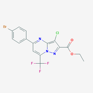 molecular formula C16H10BrClF3N3O2 B332698 Ethyl 5-(4-bromophenyl)-3-chloro-7-(trifluoromethyl)pyrazolo[1,5-a]pyrimidine-2-carboxylate 