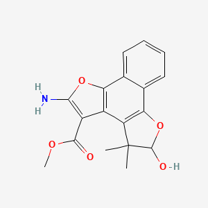 molecular formula C18H17NO5 B3326990 Methyl 2-amino-5-hydroxy-4,4-dimethyl-4,5-dihydronaphtho[1,2-b:4,3-b']difuran-3-carboxylate CAS No. 30119-42-7
