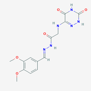 molecular formula C14H16N6O5 B3327000 N-[(E)-(3,4-二甲氧基苯基)亚甲基氨基]-2-[(3,5-二氧代-2H-1,2,4-三嗪-6-基)氨基]乙酰胺 CAS No. 301679-74-3