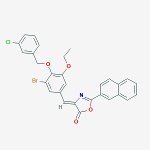 molecular formula C29H21BrClNO4 B332705 (4Z)-4-{3-bromo-4-[(3-chlorobenzyl)oxy]-5-ethoxybenzylidene}-2-(naphthalen-2-yl)-1,3-oxazol-5(4H)-one 