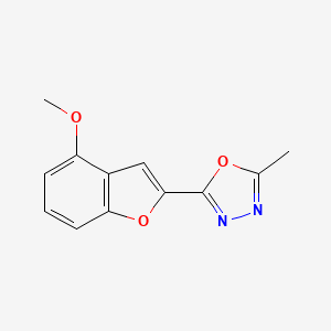 molecular formula C12H10N2O3 B3327069 2-(4-Methoxy-1-benzofuran-2-yl)-5-methyl-1,3,4-oxadiazole CAS No. 310390-90-0