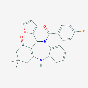 molecular formula C26H23BrN2O3 B332709 5-(4-Bromobenzoyl)-6-(2-furyl)-9,9-dimethyl-6,8,10,11-tetrahydrobenzo[b][1,4]benzodiazepin-7-one 