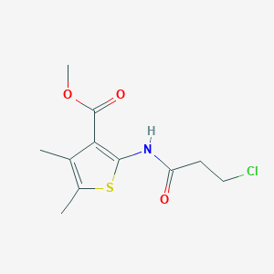 molecular formula C11H14ClNO3S B332710 Methyl 2-[(3-chloropropanoyl)amino]-4,5-dimethyl-3-thiophenecarboxylate 