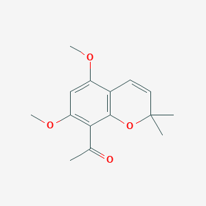 molecular formula C15H18O4 B3327112 1-(5,7-Dimethoxy-2,2-dimethyl-2H-chromen-8-yl)ethanone CAS No. 31367-55-2