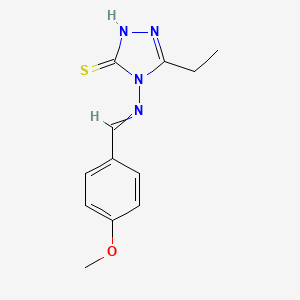 molecular formula C12H14N4OS B3327156 5-Ethyl-4-[(4-methoxybenzylidene)amino]-4h-1,2,4-triazole-3-thiol CAS No. 31821-84-8