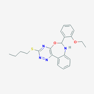 molecular formula C22H24N4O2S B332733 3-(Butylsulfanyl)-6-(2-ethoxyphenyl)-6,7-dihydro[1,2,4]triazino[5,6-d][3,1]benzoxazepine 