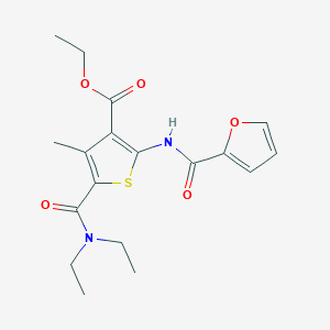 molecular formula C18H22N2O5S B332740 Ethyl 5-[(diethylamino)carbonyl]-2-(2-furoylamino)-4-methyl-3-thiophenecarboxylate 