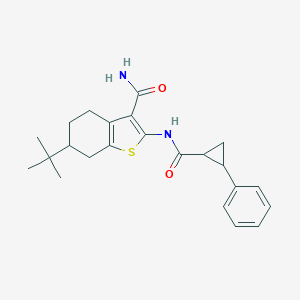 molecular formula C23H28N2O2S B332741 6-Tert-butyl-2-[(2-phenylcyclopropanecarbonyl)amino]-4,5,6,7-tetrahydro-1-benzothiophene-3-carboxamide CAS No. 6127-14-6