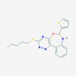 molecular formula C19H20N4OS2 B332751 3-(Pentylsulfanyl)-6-(2-thienyl)-6,7-dihydro[1,2,4]triazino[5,6-d][3,1]benzoxazepine 